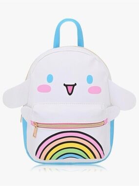 Hello Kitty White Mini Backpack with Blue Trim and Rainbow